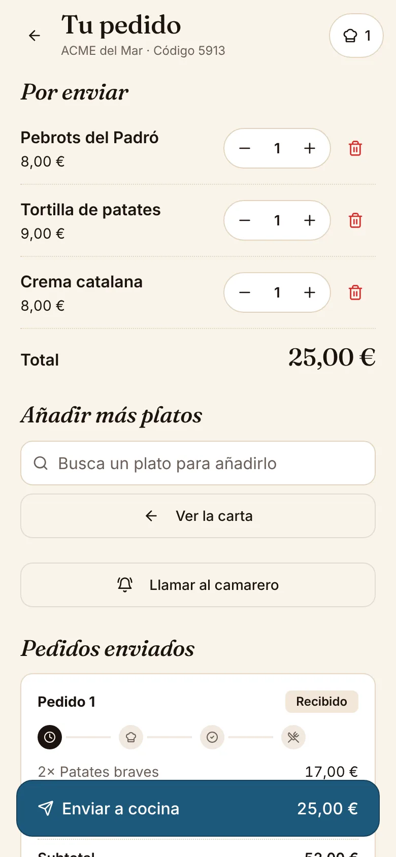El carrito compartido en el móvil de un cliente